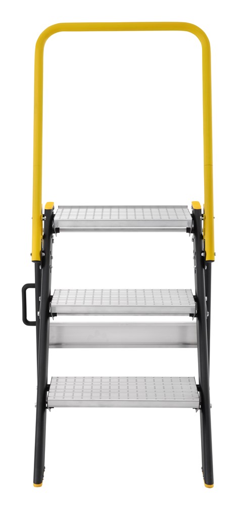 Wibe Step stool with rail W5000R+ 3, Höhe letzte Sprosse 680 mm, 3 Sprossen, Gewicht 10,3 kg, Maße (H1 x B x T) 1275 x 575 x 840 mm