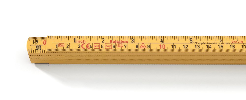 200404 Hultafors Gliedermaßstab G61, 15 mm breit, gelb, mit Zoll- und Millimetereinteilung, Meterstab 2 m, 10 Glieder (Preis pro Stück)